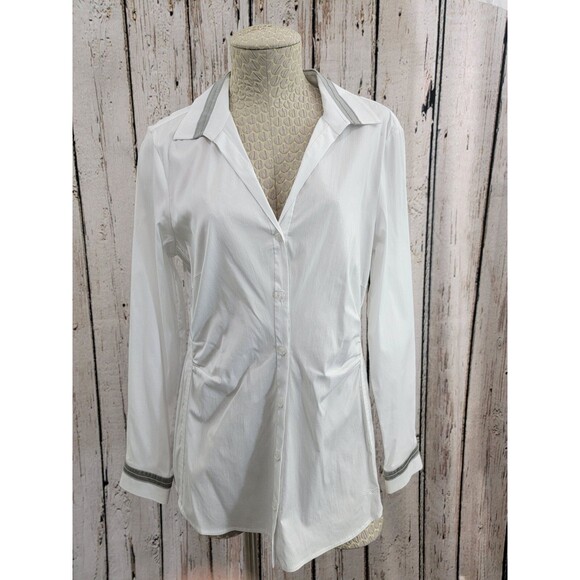 LM Women's Size 40 Marc Aurel White Classic Button Down Blouse Shirt Top EUC - Picture 2 of 15